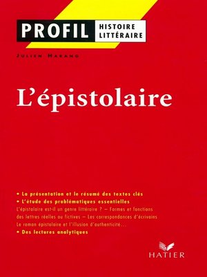 cover image of Profil--L'épistolaire